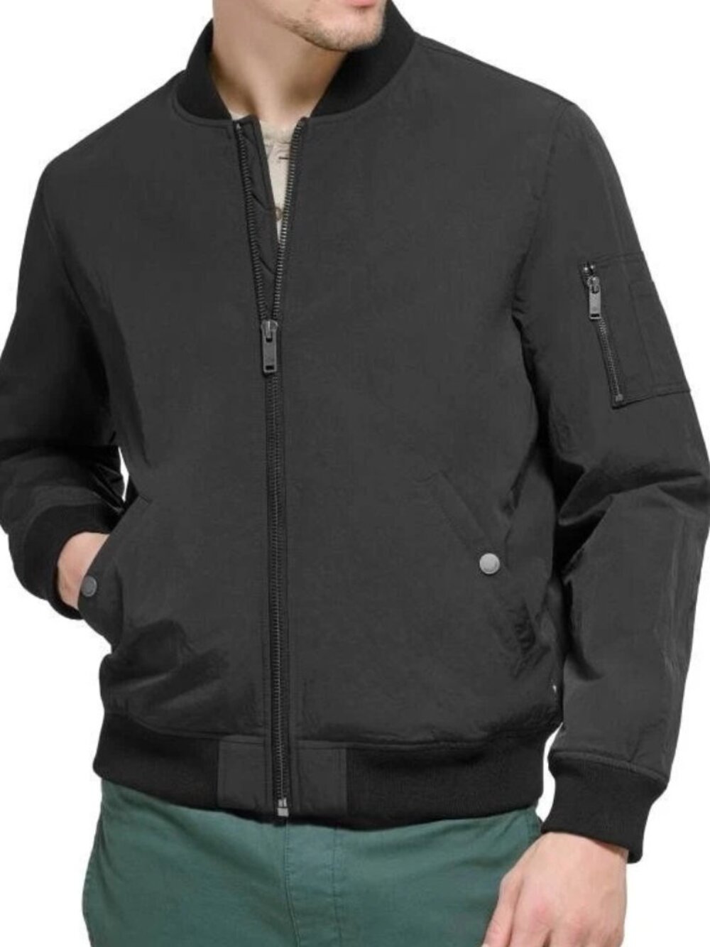 Dockers Men's 2 Bomber Jacket Black Welt Pocket Small NEW